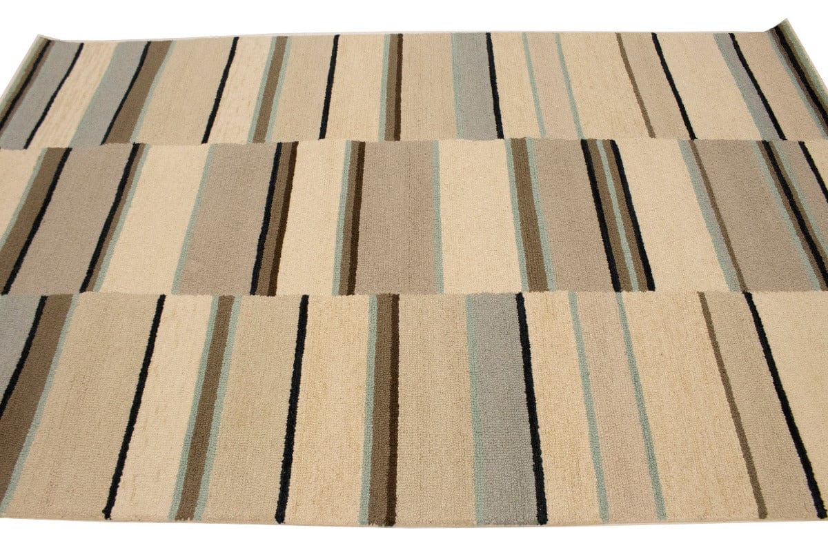 Multicolored Stripes 5X8 Hand-Tufted Modern Rug