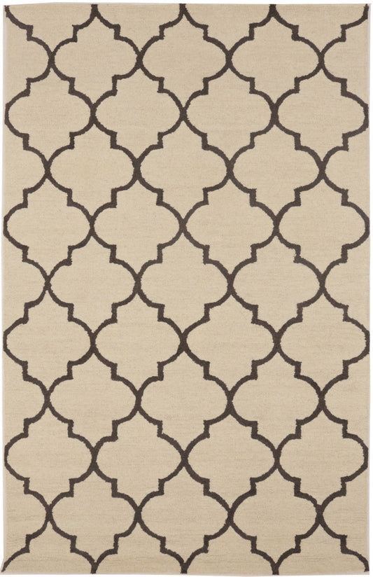 Cream Taupe Trellis 5X8 Hand-Tufted Modern Rug