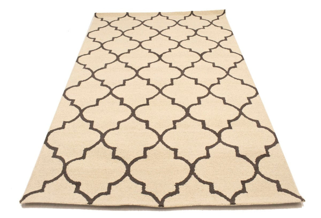 Cream Taupe Trellis 5X8 Hand-Tufted Modern Rug