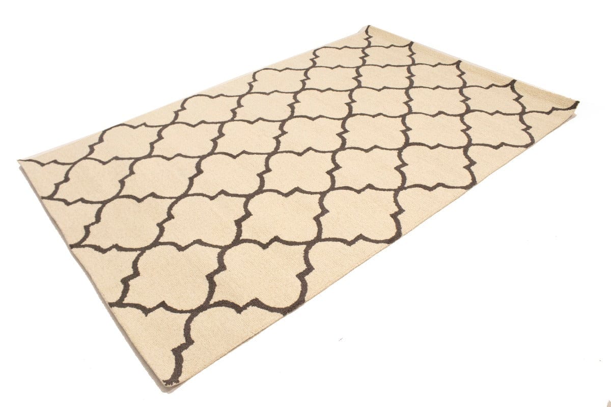 Cream Taupe Trellis 5X8 Hand-Tufted Modern Rug