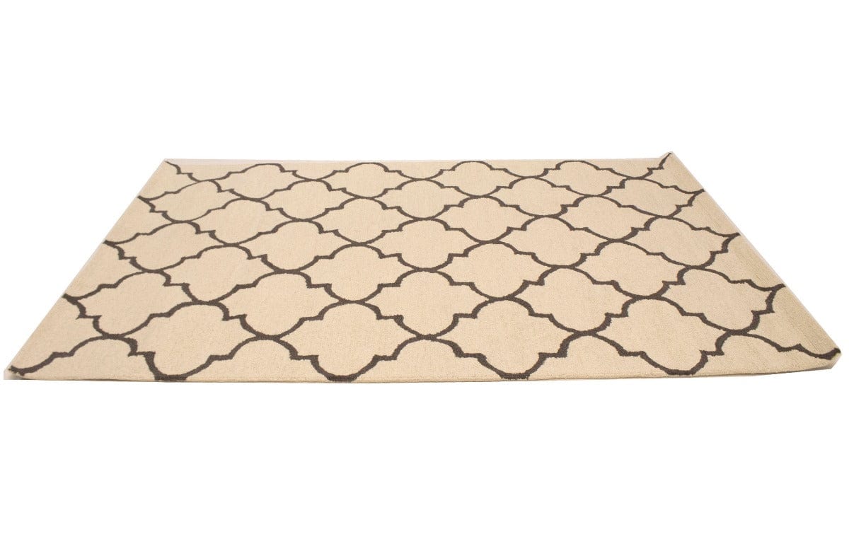 Cream Taupe Trellis 5X8 Hand-Tufted Modern Rug