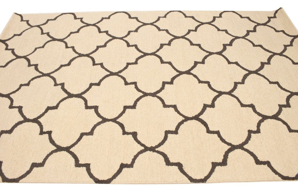 Cream Taupe Trellis 5X8 Hand-Tufted Modern Rug