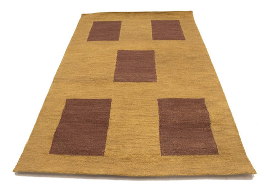 Beige Geometric 5X8 Hand-Tufted Modern Rug