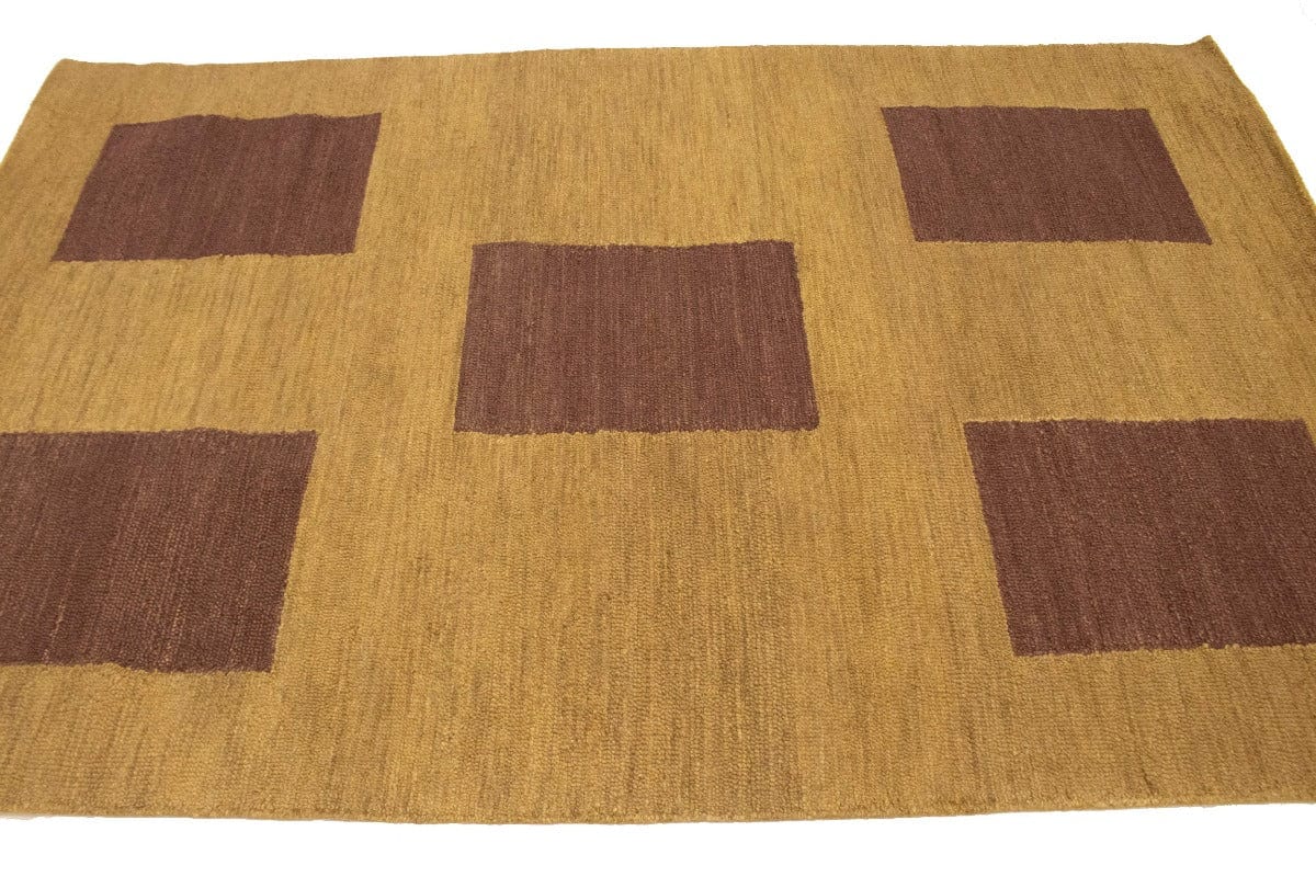 Beige Geometric 5X8 Hand-Tufted Modern Rug