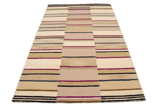 Multicolored Stripes 5X8 Hand-Tufted Modern Rug