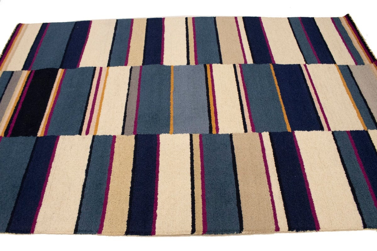 Multicolored Stripes 5X8 Hand-Tufted Modern Rug