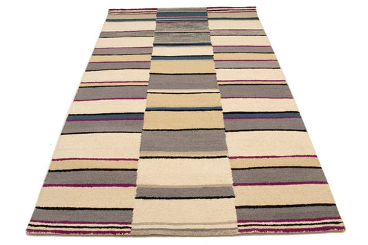 Multicolored Stripes 5X8 Hand-Tufted Modern Rug