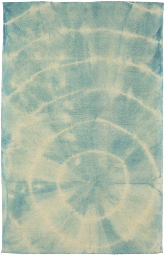 Teal Blue Green Tie-Dye 5X8 Hand-Tufted Modern Rug