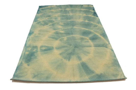 Teal Blue Green Tie-Dye 5X8 Hand-Tufted Modern Rug