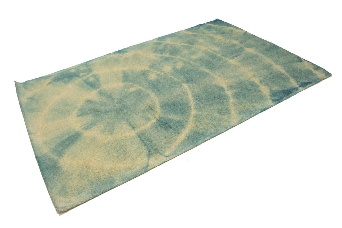 Teal Blue Green Tie-Dye 5X8 Hand-Tufted Modern Rug