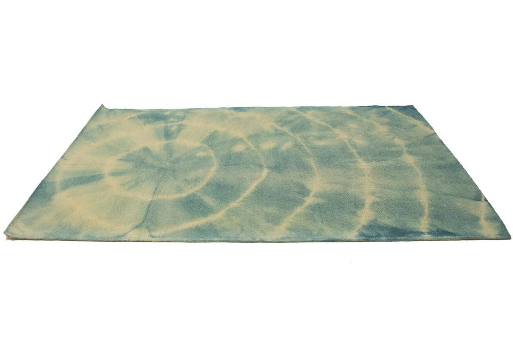 Teal Blue Green Tie-Dye 5X8 Hand-Tufted Modern Rug