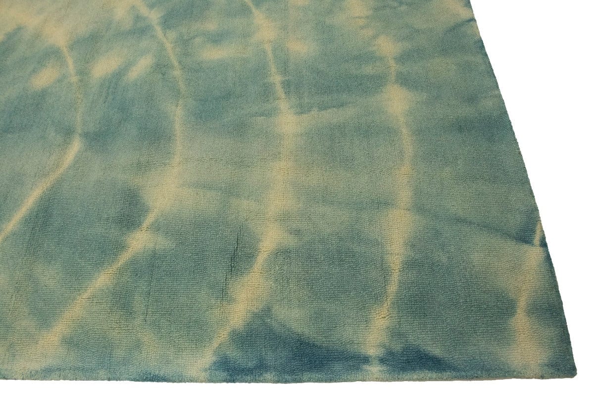 Teal Blue Green Tie-Dye 5X8 Hand-Tufted Modern Rug