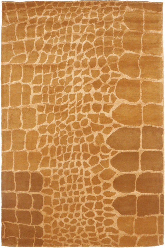 Caramel Brown Abstract 5X8 Hand-Tufted Modern Rug
