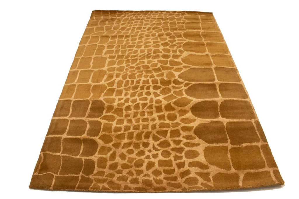 Caramel Brown Abstract 5X8 Hand-Tufted Modern Rug