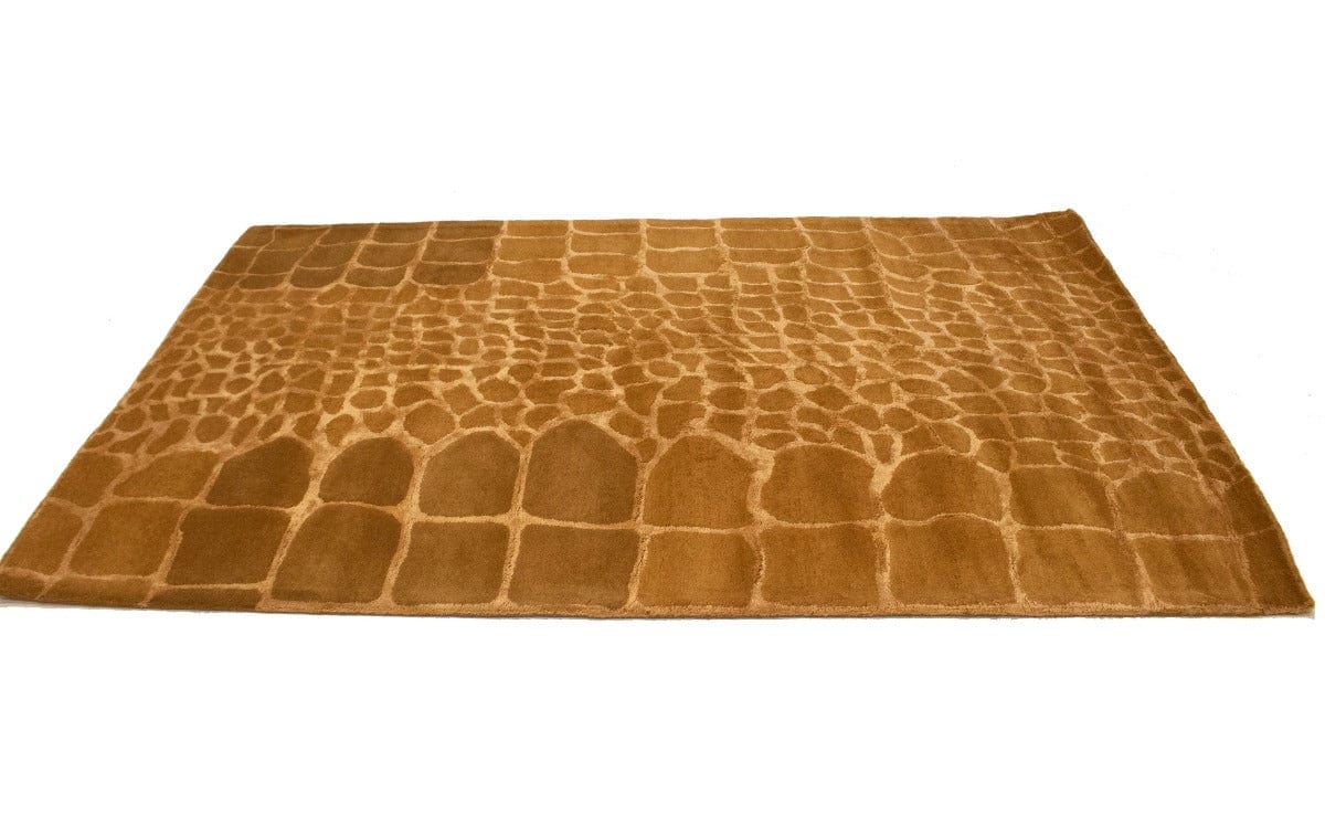 Caramel Brown Abstract 5X8 Hand-Tufted Modern Rug