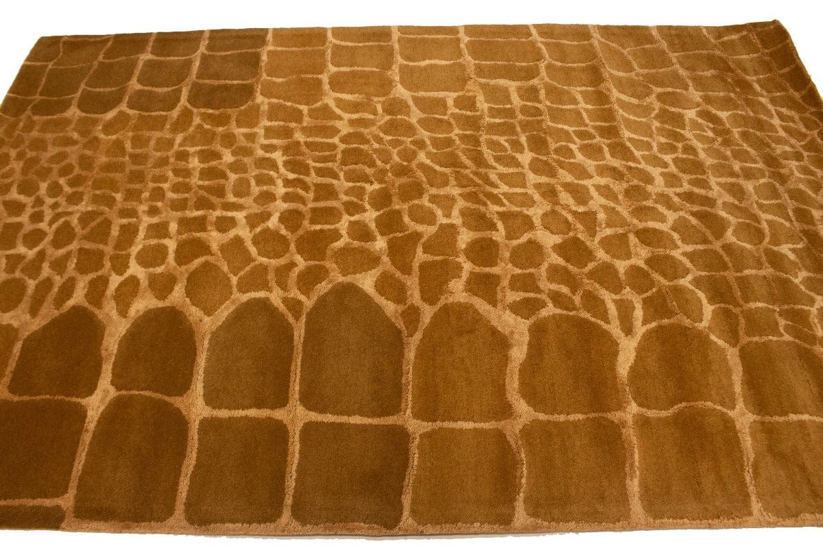 Caramel Brown Abstract 5X8 Hand-Tufted Modern Rug