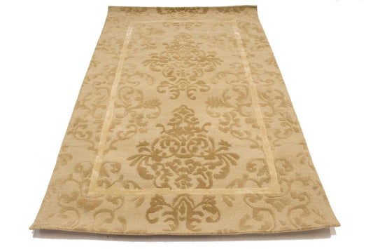 Beige Cream Floral 5X8 Hand-Tufted Modern Rug