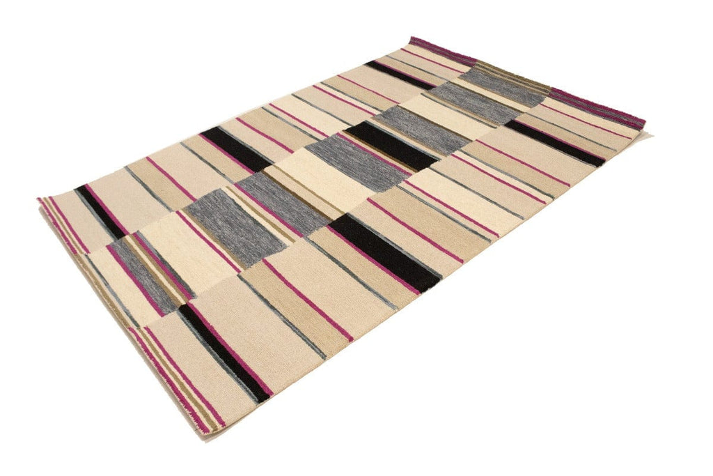 Multicolored Stripes 5X8 Hand-Tufted Modern Rug