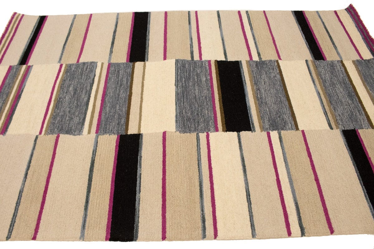 Multicolored Stripes 5X8 Hand-Tufted Modern Rug