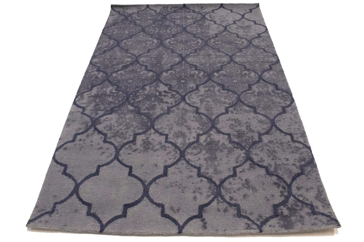 Pale Plum Trellis 5X8 Hand-Tufted Modern Rug