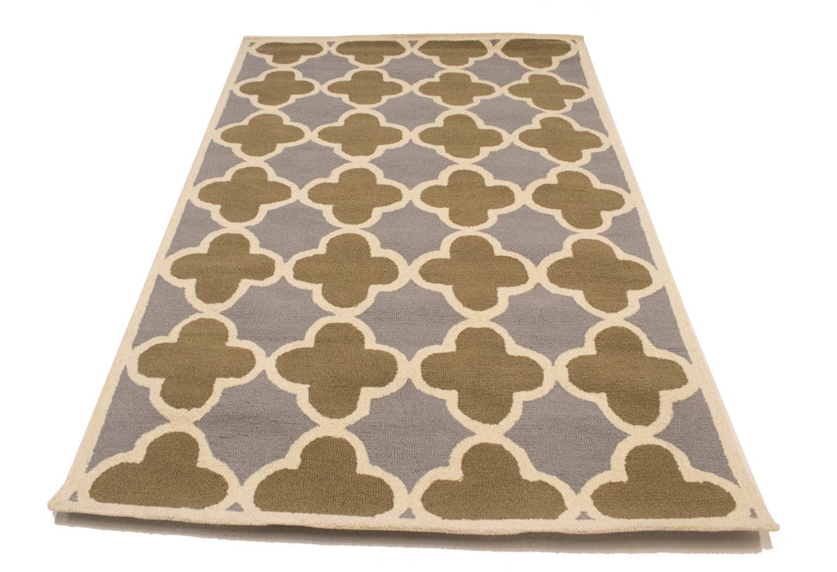 Brown Cream Taupe Trellis 5X8 Hand-Tufted Modern Rug