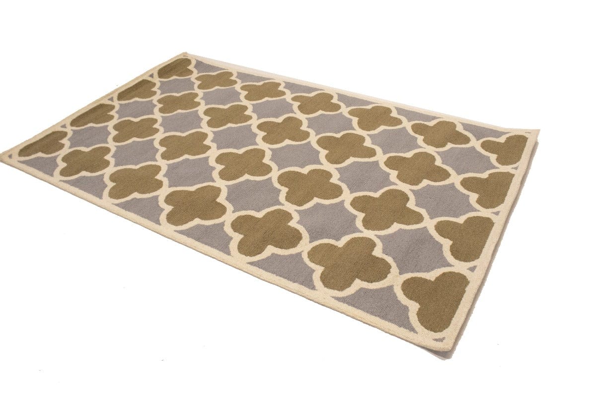 Brown Cream Taupe Trellis 5X8 Hand-Tufted Modern Rug