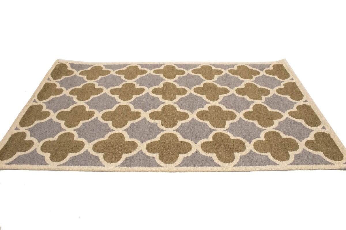 Brown Cream Taupe Trellis 5X8 Hand-Tufted Modern Rug