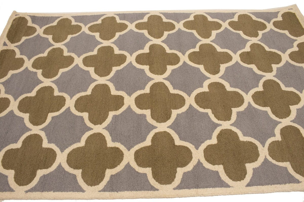 Brown Cream Taupe Trellis 5X8 Hand-Tufted Modern Rug