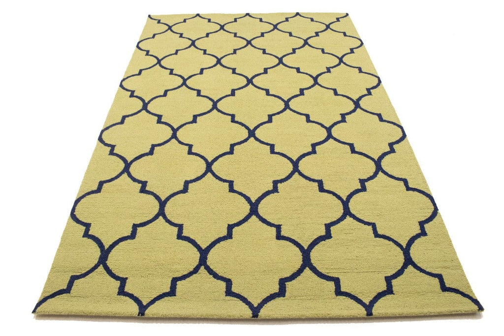 Golden Beige & Plum Trellis 5X8 Hand-Tufted Modern Rug