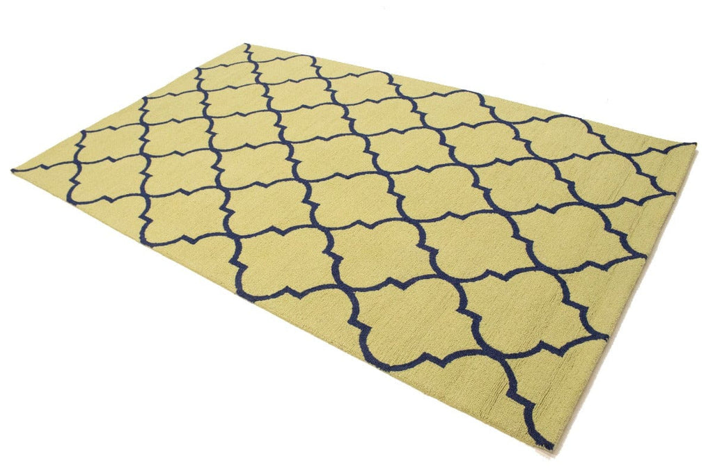 Golden Beige & Plum Trellis 5X8 Hand-Tufted Modern Rug