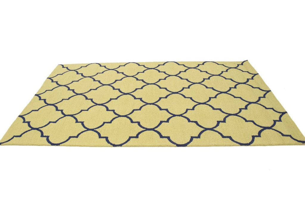 Golden Beige & Plum Trellis 5X8 Hand-Tufted Modern Rug