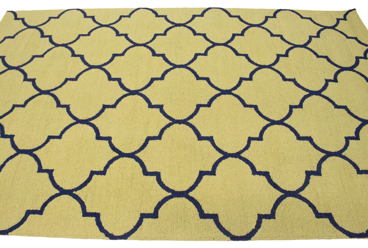 Golden Beige & Plum Trellis 5X8 Hand-Tufted Modern Rug