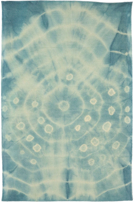 Teal Blue Tie-Dye 5X8 Hand-Tufted Modern Rug