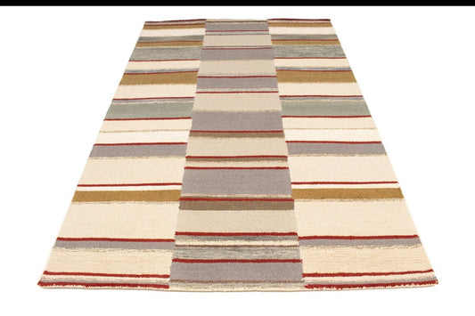 Multicolored Stripes 5X8 Hand-Tufted Modern Rug