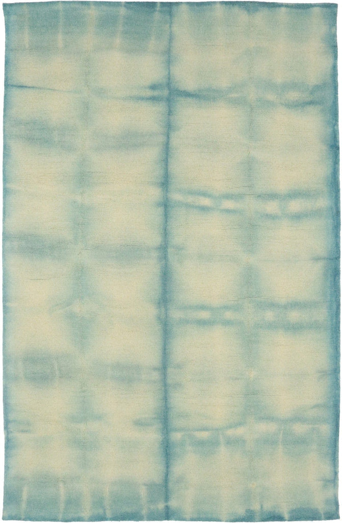 Teal Blue Tie-Dye 5X8 Hand-Tufted Modern Rug