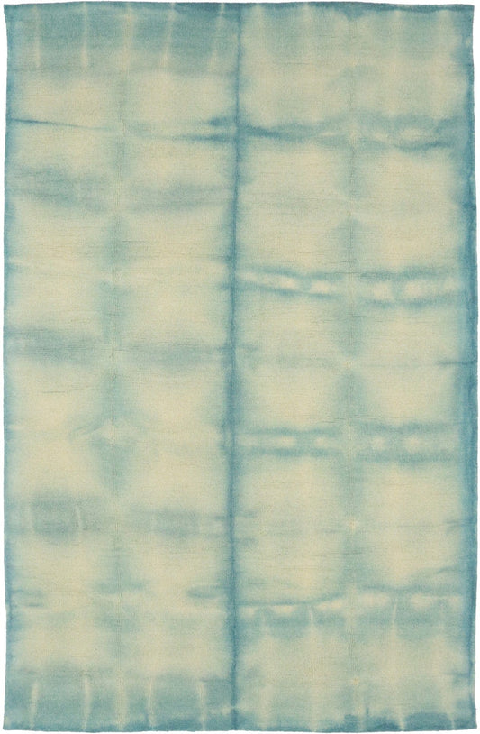 Teal Blue Tie-Dye 5X8 Hand-Tufted Modern Rug