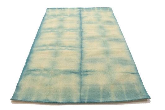 Teal Blue Tie-Dye 5X8 Hand-Tufted Modern Rug