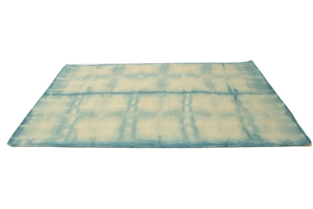 Teal Blue Tie-Dye 5X8 Hand-Tufted Modern Rug