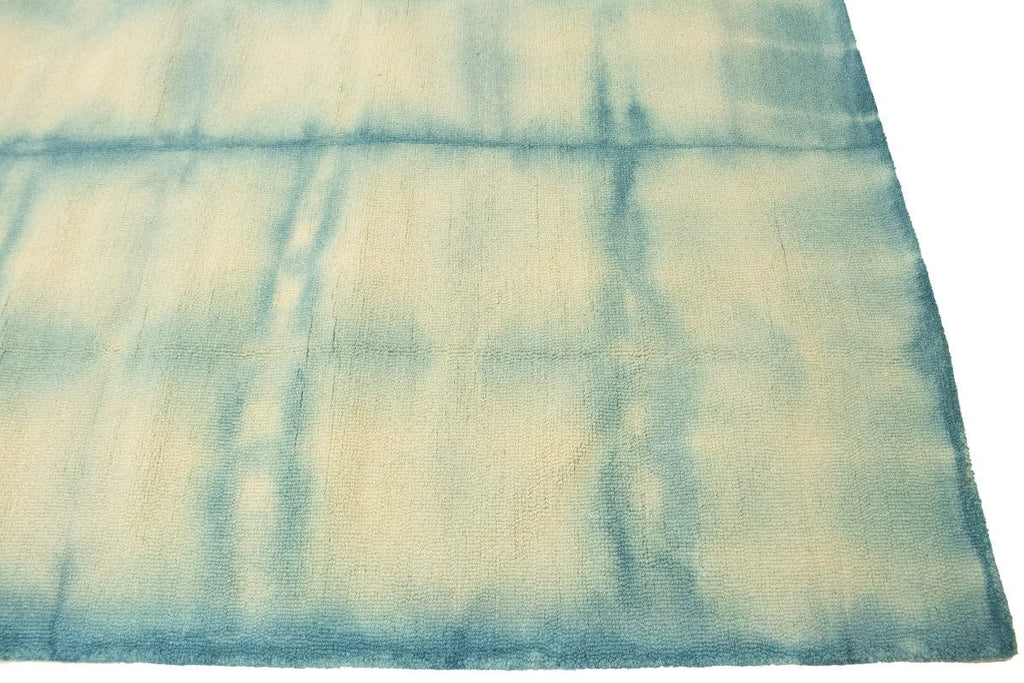 Teal Blue Tie-Dye 5X8 Hand-Tufted Modern Rug