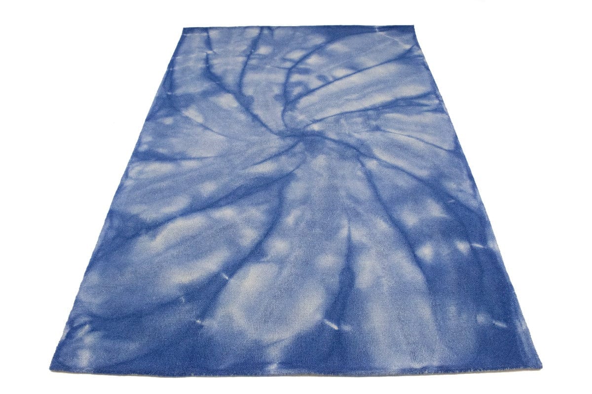 Navy Blue Tie-Dye 5X8 Hand-Tufted Modern Rug