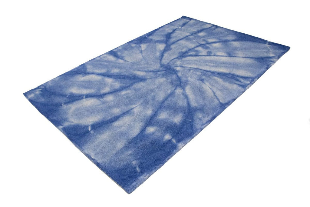 Navy Blue Tie-Dye 5X8 Hand-Tufted Modern Rug