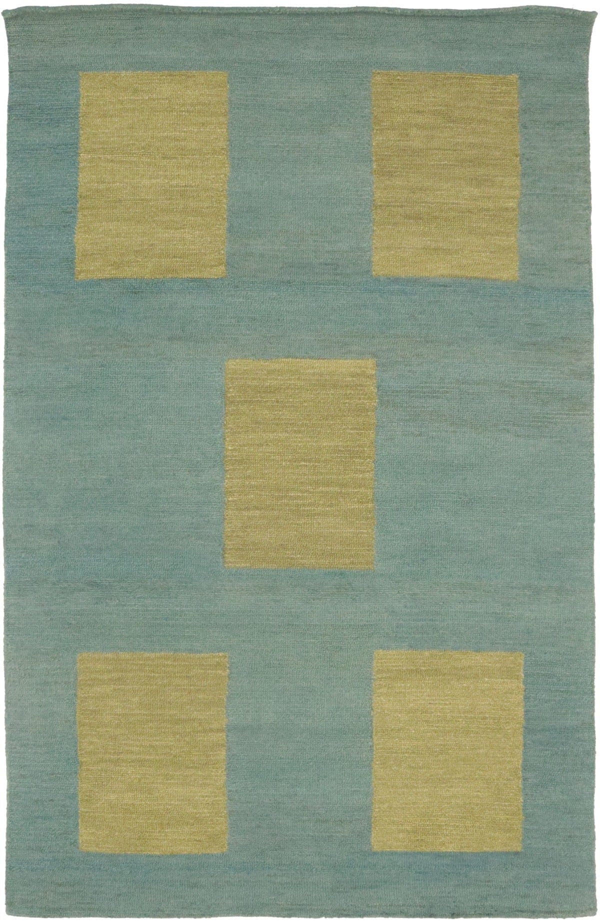 Green & Beige Geometric 5X8 Hand-Tufted Modern Rug