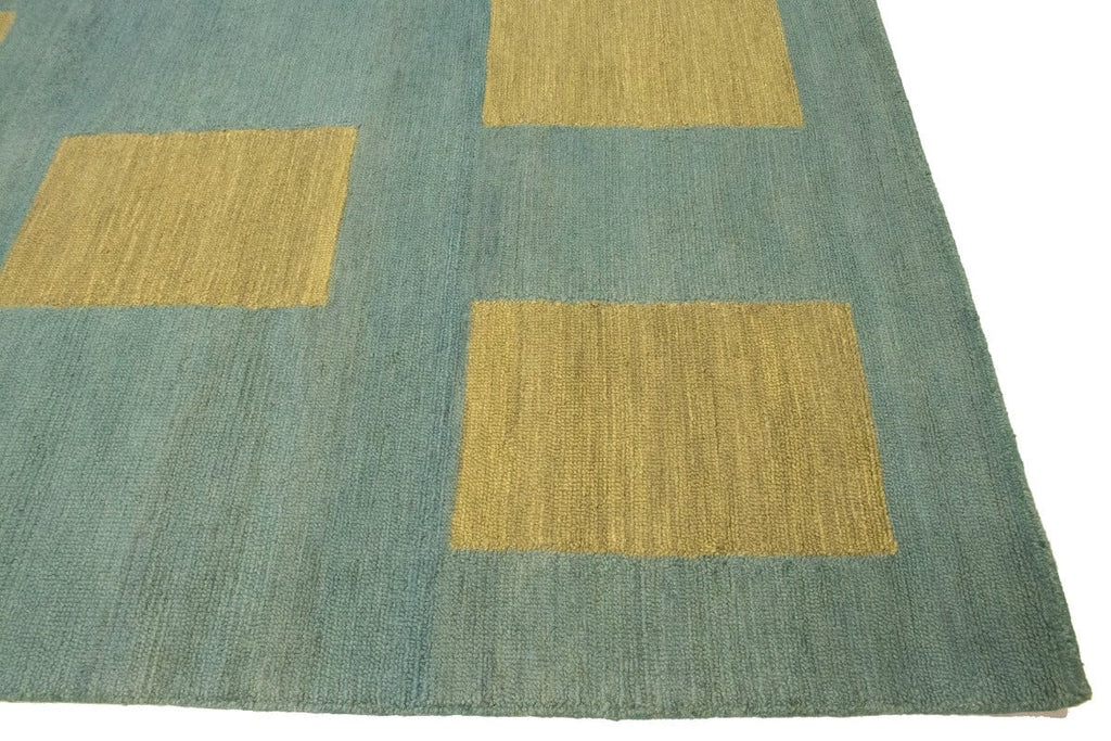 Green & Beige Geometric 5X8 Hand-Tufted Modern Rug