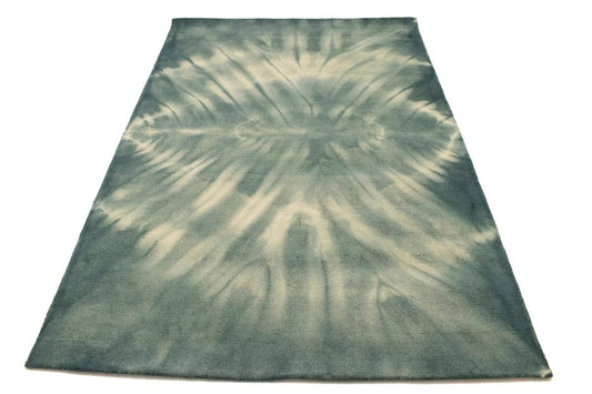 Hunter Green Tie-Dye 5X8 Hand-Tufted Modern Rug