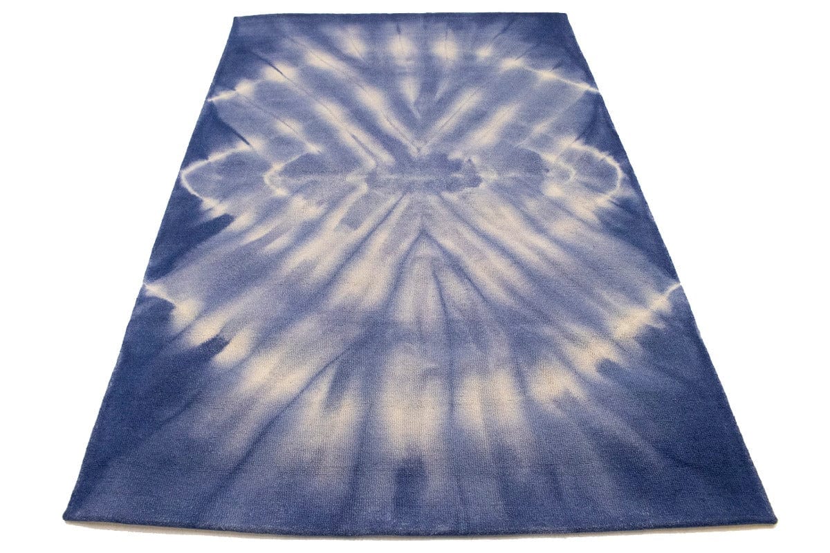 Purple-navy Tie-Dye 5X8 Hand-Tufted Modern Rug