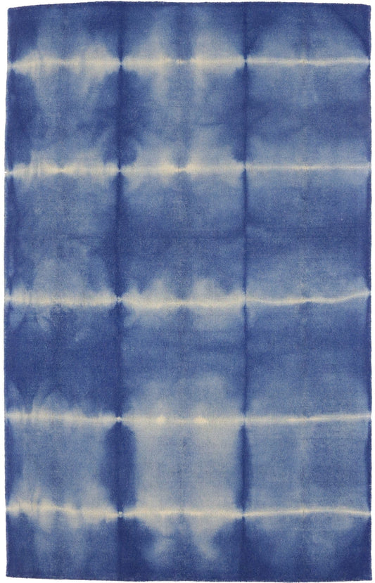 Navy Blue Tie-Dye 5X8 Hand-Tufted Modern Rug