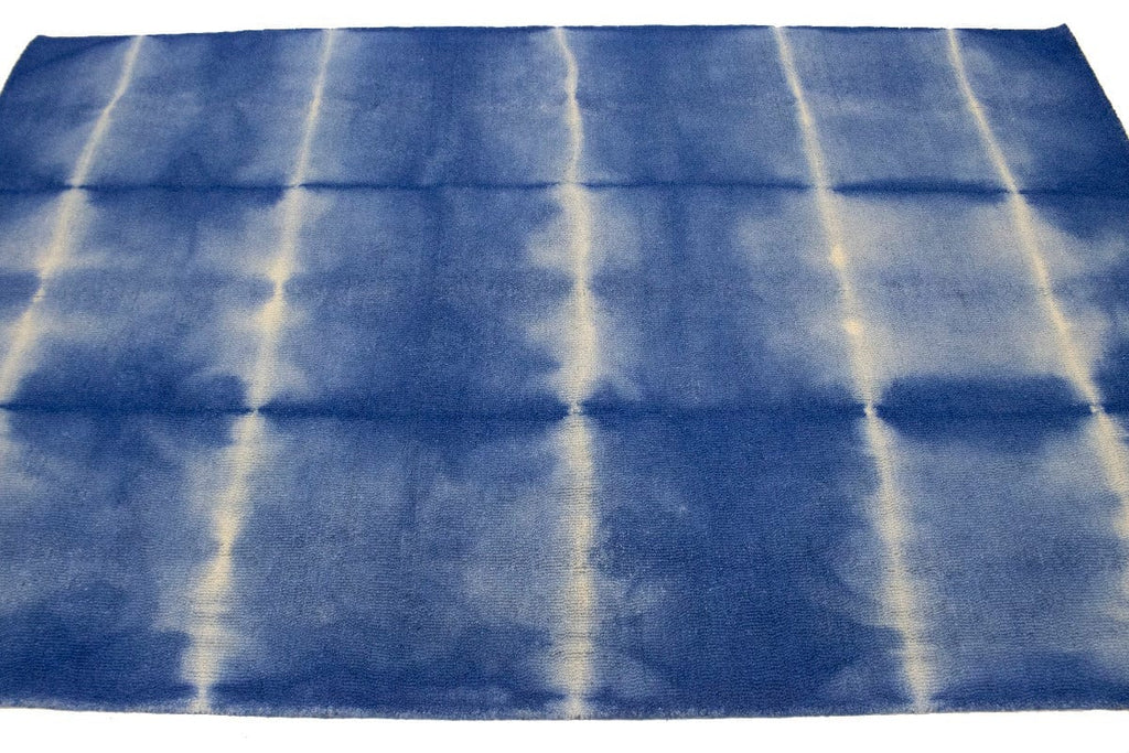 Navy Blue Tie-Dye 5X8 Hand-Tufted Modern Rug