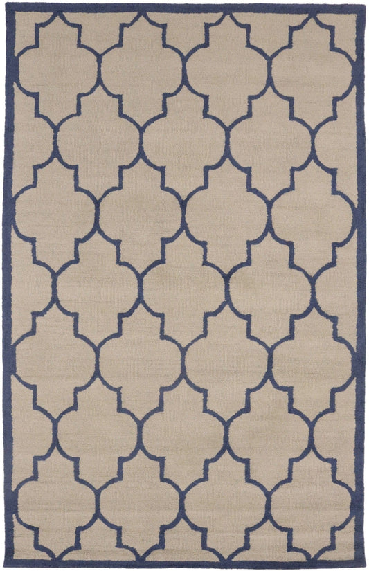 Cream & Blue-gray Trellis 5X8 Hand-Tufted Modern Rug