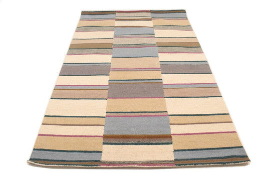 Multicolored Stripes 5X8 Hand-Tufted Modern Rug