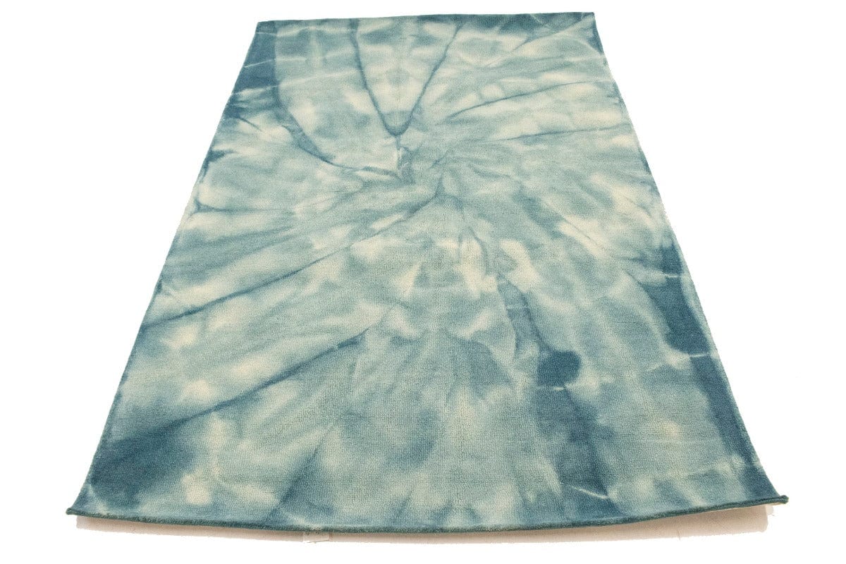 Dark Teal Tie-Dye 5X8 Hand-Tufted Modern Rug